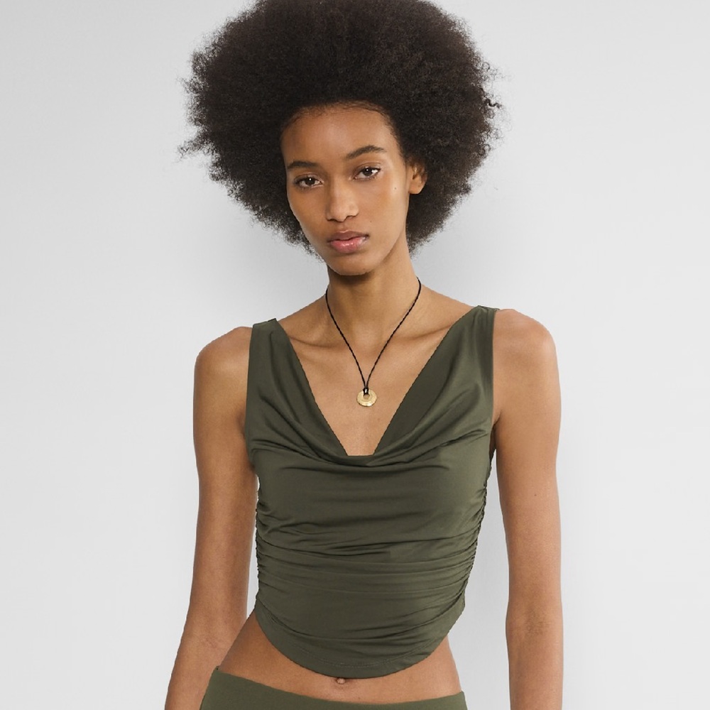NWT Aritzia Olive Green Ruched Tank Top
